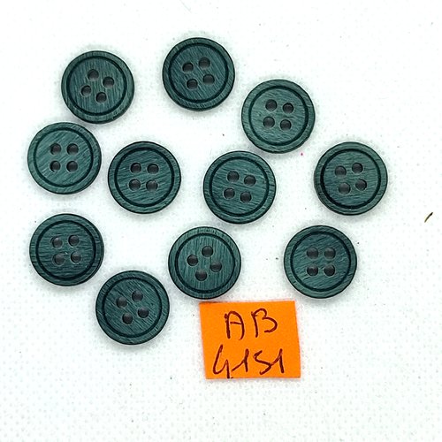 11 boutons en résine vert - 13mm - ab4151