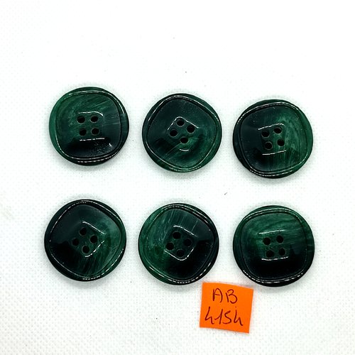 6 boutons en résine vert - 28mm - ab4154