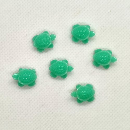 6 perles en résine vert d'eau - tortue - 11x14mm
