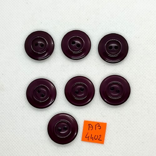 7 boutons en résine bordeaux foncé - 22mm - ab4402