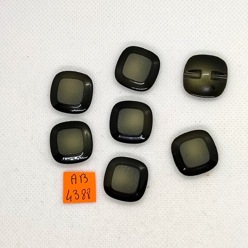 7 boutons en résine gris et noir - 20x20mm - ab4388