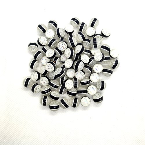 Lot de 79 perles en résine noir et transparent - 12mm