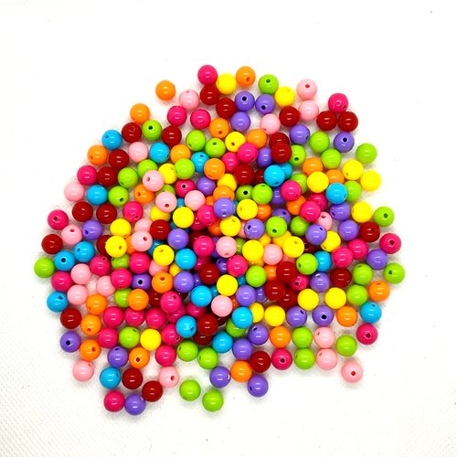 Lot de 254 perles en résine - multicolore - 7mm