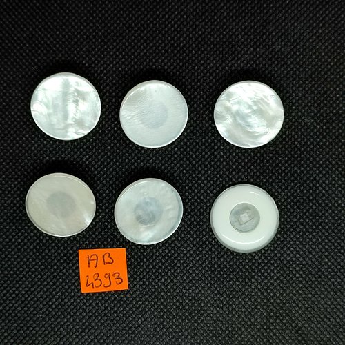 6 boutons en résine blanc et ivoire - 22mm - ab4393