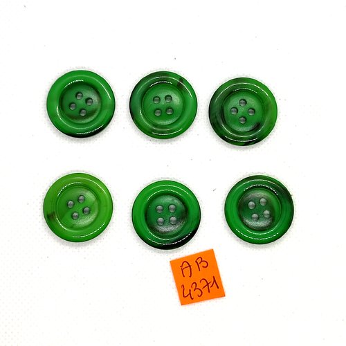6 boutons en résine vert et noir - 23mm - ab4371