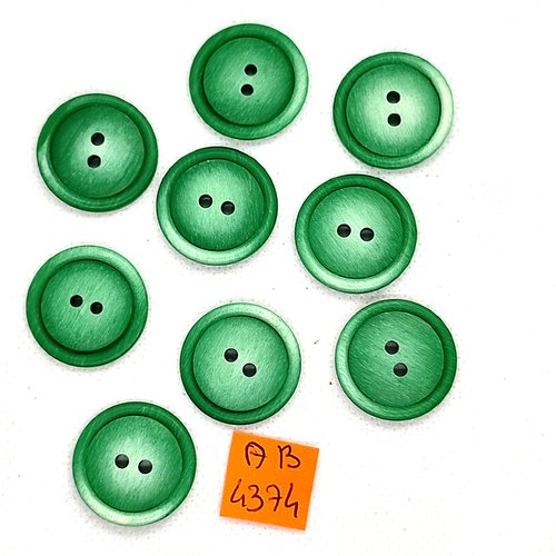 9 boutons en résine vert - 22mm - ab4374