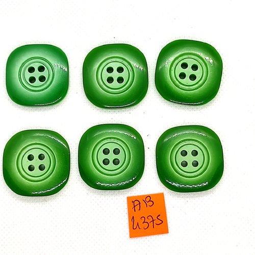 6 boutons en résine vert - 28x28mm - ab4375