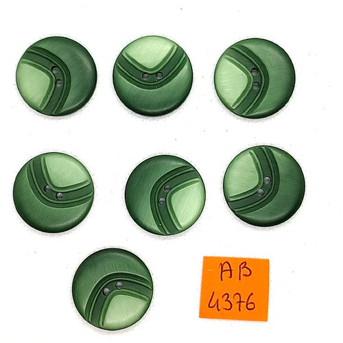 7 boutons en résine vert - 22mm - ab4376