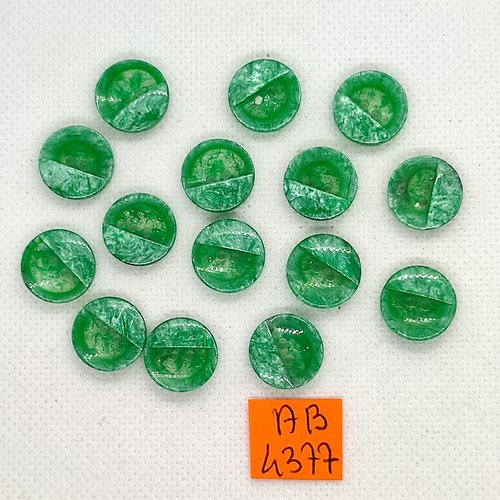 15 boutons en résine vert - 14mm - ab4377