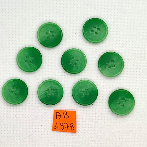9 boutons en résine vert - 18mm - ab4378