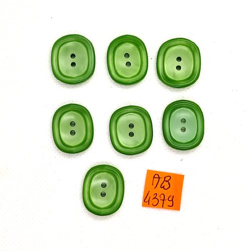 7 boutons en résine vert - 18x22mm - ab4379