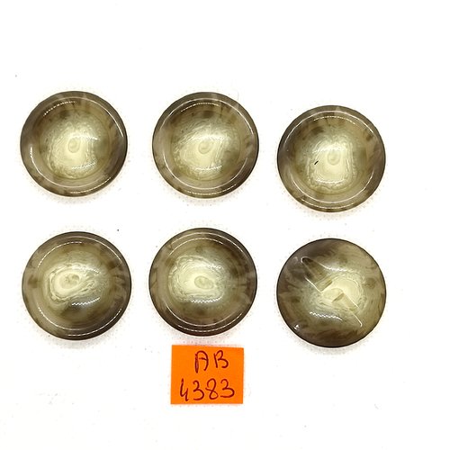 6 boutons en résine gris - 27mm - ab4383