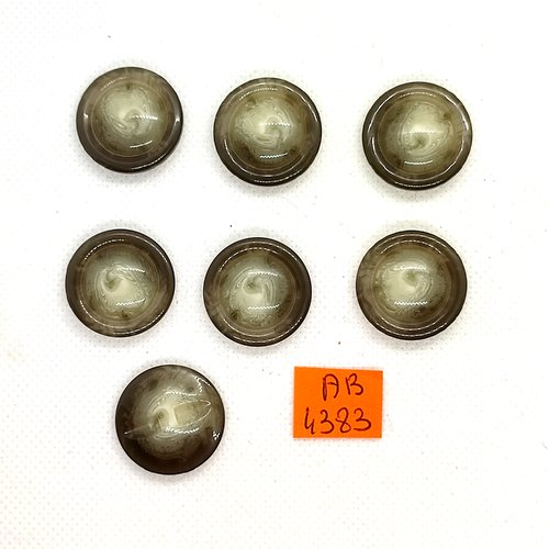 7 boutons en résine gris - 23mm - ab4383