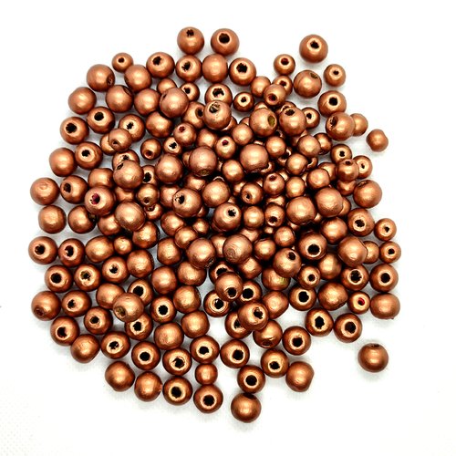 Lot de 205 perles en bois couleur cuivre - 7mm et 8mm - 4