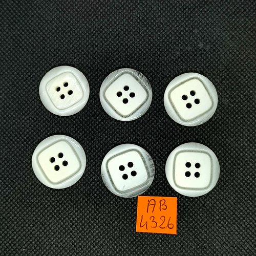 6 boutons en résine ivoire - 21mm - ab4326