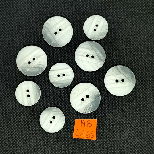9 boutons en résine blanc cassé - 22mm et 18mm - ab4166