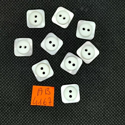 9 boutons en résine blanc cassé - 14x14mm - ab4167