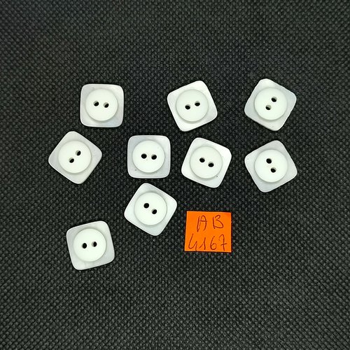 9 boutons en résine blanc cassé - 12x12mm - ab4167