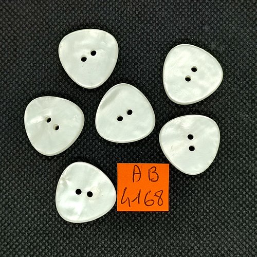 6 boutons en résine blanc - 20mm - ab4168
