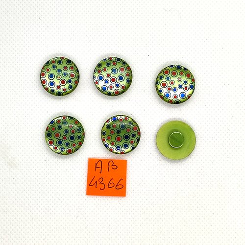 6 boutons en résine vert rouge et bleu - 18mm - ab4366