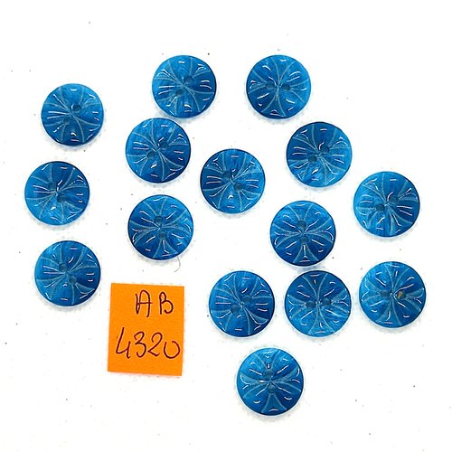 15 boutons en résine bleu - 14mm - ab4320