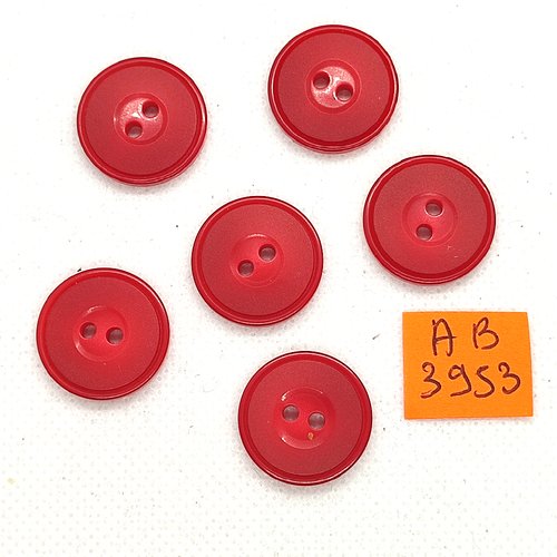 6 boutons en résine rouge - 20mm - ab3953