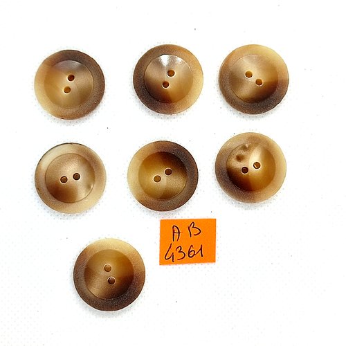 7 boutons en résine beige et marron - 22mm - ab4361