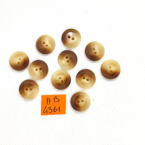 11 boutons en résine beige et marron - 14mm - ab4361