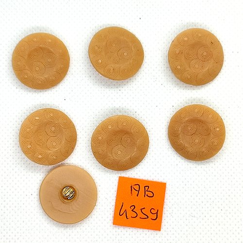 7 boutons en résine marron clair - 21mm - ab4359