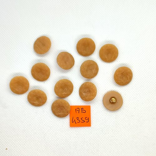 13 boutons en résine marron clair - 17mm - ab4359