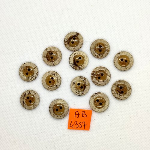 13 boutons en résine vert et gris - 15mm - ab4357