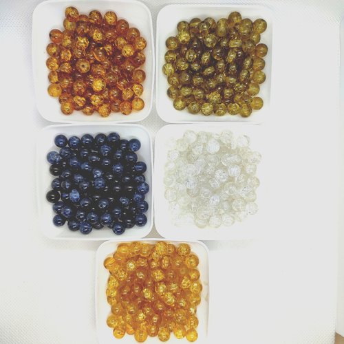 Lot de 500 perles en verre craquelé multicolore - 8mm