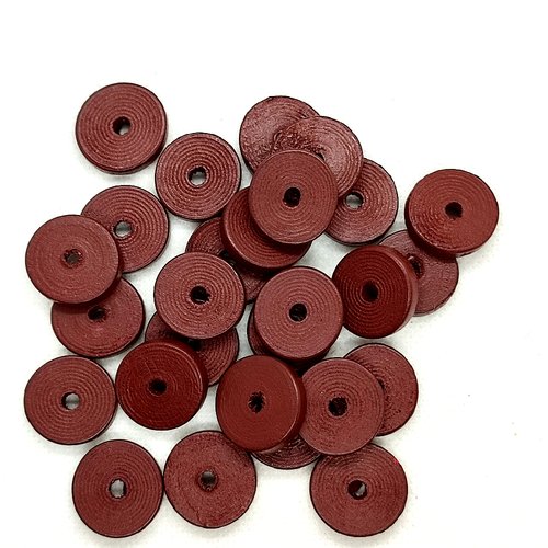 Lot de 27 perles (rondelle) en bois couleur marron - 18mm - 2