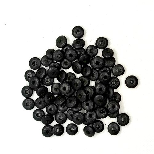 Lot de 80 perles (rondelle) en bois couleur noir - 10mm - 2