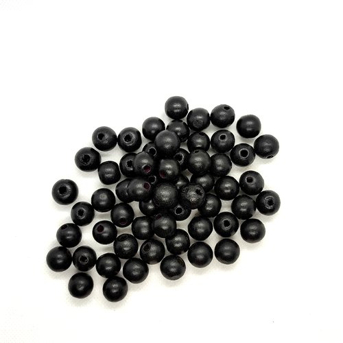 Lot de 43 perles (ronde) en bois couleur noir - 13mm - 5