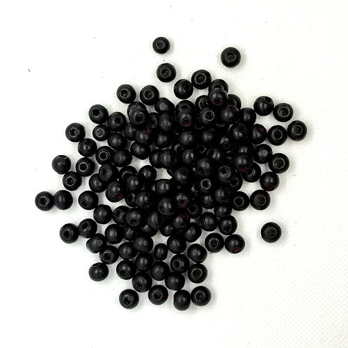 Lot de 130 perles (ronde) en bois couleur noir - entre 6mm et 8mm - 6