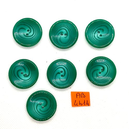 7 boutons en résine vert - 28mm - ab4414
