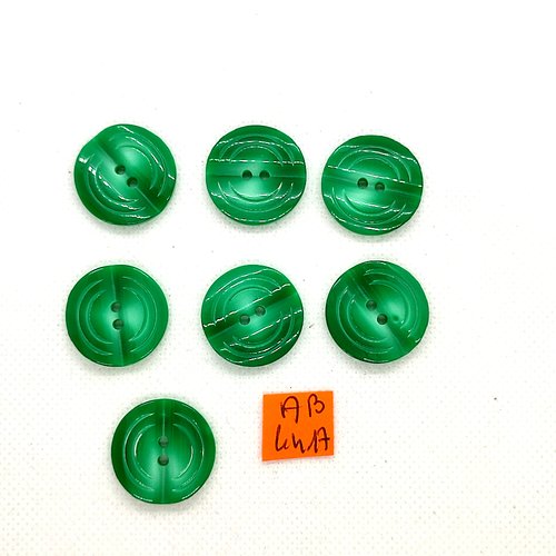 7 boutons en résine vert - 22mm - ab4417