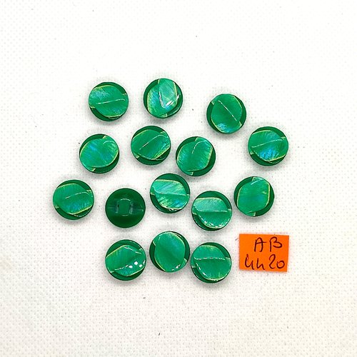15 boutons en résine vert - 13mm - ab4420