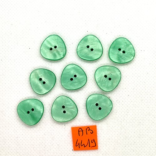 9 boutons en résine vert - 17mm - ab4419
