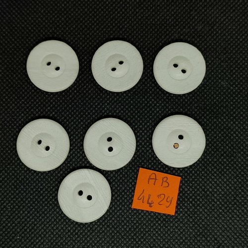 7 boutons en résine ivoire - 22mm - ab4429