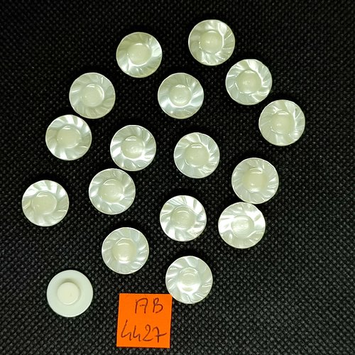 17 boutons en résine ivoire - 13mm - ab4427