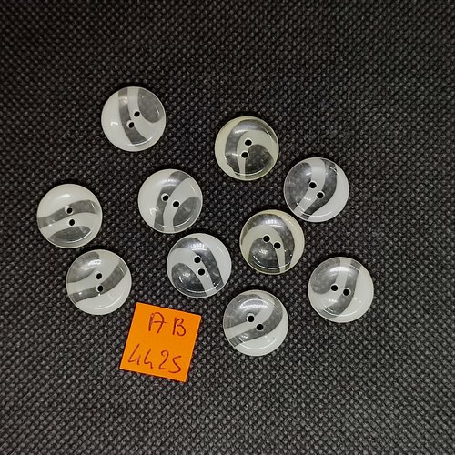 10 boutons en résine transparent - 15mm - ab4425