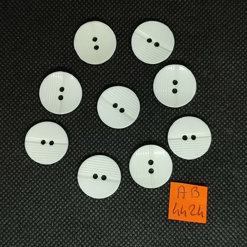 9 boutons en résine blanc - 18mm - ab4424