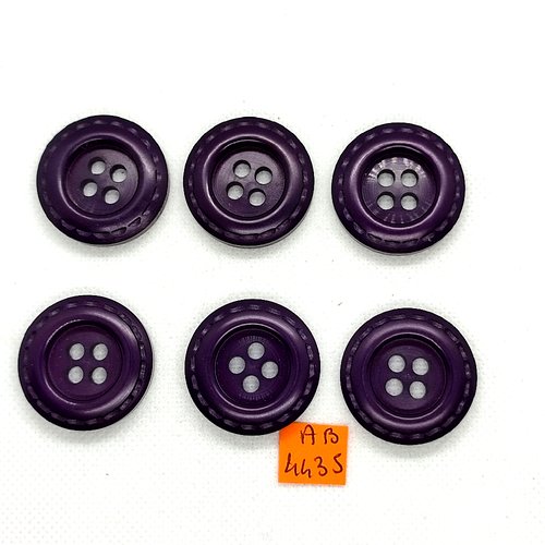 6 boutons en résine violet - 30mm - ab4435