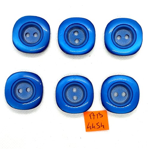 6 boutons en résine bleu - 28x28mm - ab4454