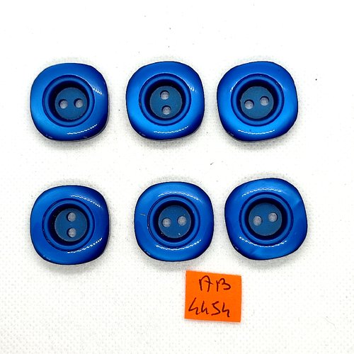 6 boutons en résine bleu - 25x25mm - ab4454