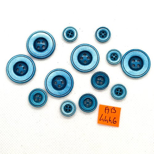 13 boutons en résine bleu  - 22mm - 14mm et 12mm - ab4446