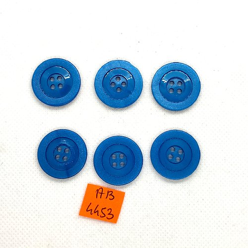 6 boutons en résine bleu - 22mm - ab4453