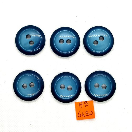 6 boutons en résine bleu - 26mm - ab4450